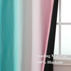 Estelar Textiler Pink and Teal Ombre Blackout Curtains for Bedroom 54 Inch