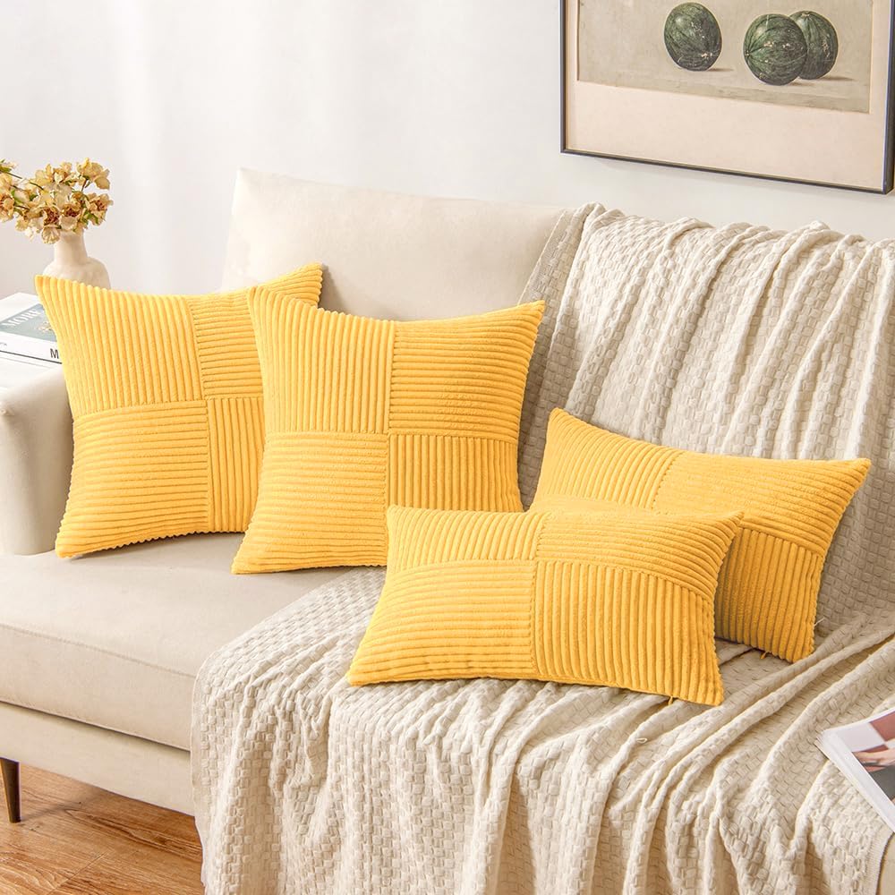 MIULEE Yellow Decorative Throw Pillow Covers for Couch 18x18 Inch