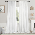 Nanspring Extra Long White Curtain 105 inches Long 2 Panels Set for Living Room Back Tab Modern Farmhouse Decor Cotton Textured Off White Sheer Linen Curtains 105 inch Length for Large Window