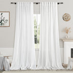Nanspring Mist Sage Linen Curtains Semi Sheer 96 Inches Long 2 Panels Set for Living Room Back Tab Rod Pocket Light Filtering Drape for Bedroom Modern Farmhouse Coastal Decor Protect Privacy 52x96 — 기타