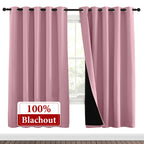 NICETOWN Crystal Pink Full Shade Curtain Panels, Pair of Energy Smart & Noise Blocking Out Blackout Drapes for Dining Room Window, Thermal Insulated Guest Room Lined Window Dressing(70 x 72 inch)