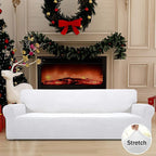 Easy-Going Stretch 4 Seater Sofa Slipcover 1-Piece Sofa Cover Furniture Protector Couch Soft with Elastic Bottom for Kids, Polyester Spandex Jacquard Fabric Small Checks Snow White