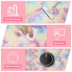 Rainbow Fluffy Round Area Rugs for Bedroom,5'X5'Shag Circle Small Area Rugs