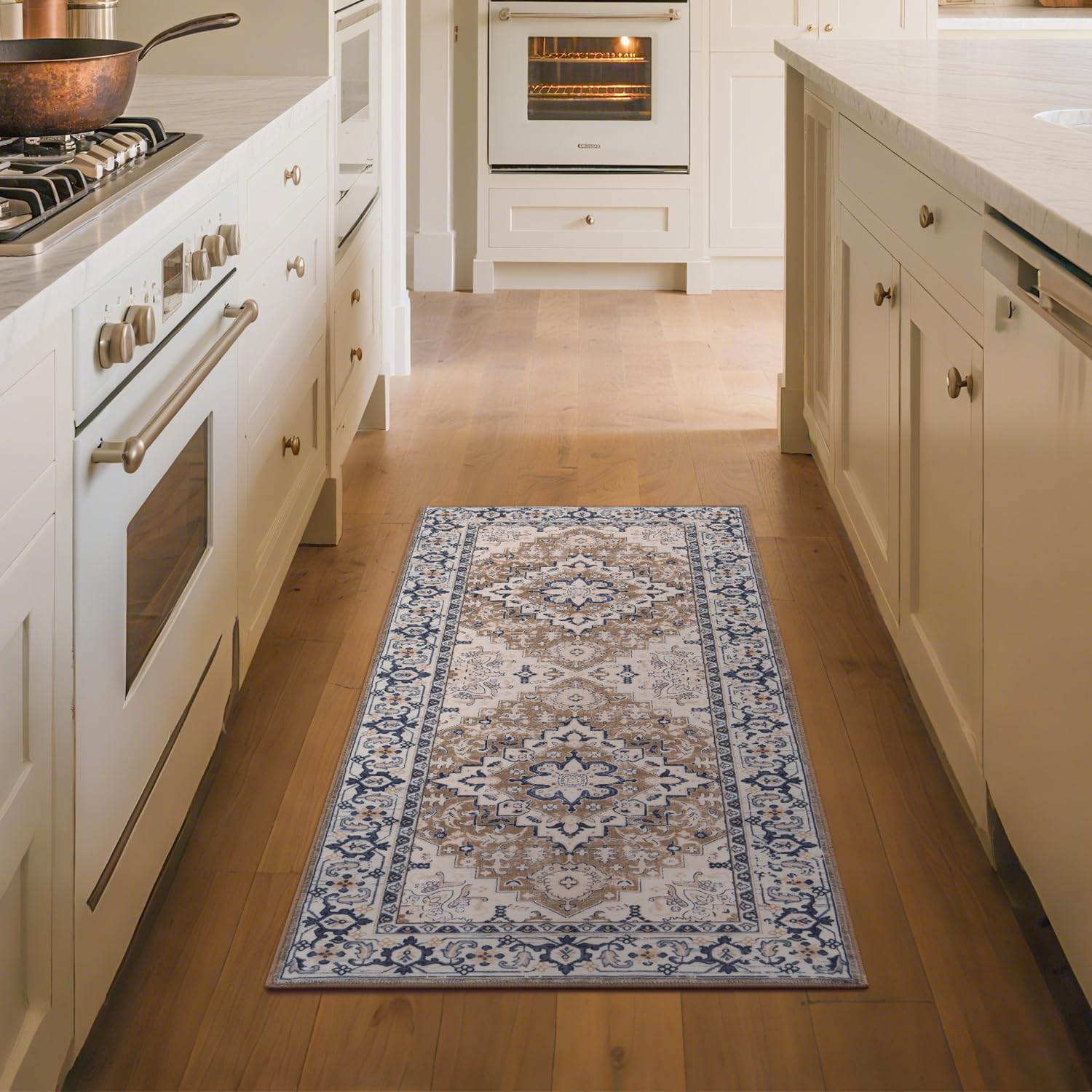 Lofus 2x5 Hallway Kitchen Washable Runner Rug, Boho Entry Long Carpet Brown