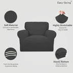 Easy-Going Stretch Chair Sofa Slipcover 1-Piece Couch Sofa Cover Furniture Protector Soft with Elastic Bottom for Kids, Pet. Spandex Jacquard Fabric Small Checks (Chair, Dark Gray)