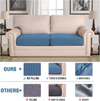 H.VERSAILTEX Super Stretch Individual Seat Cushion Covers - Sofa & Couch Cushion Slipcover Sets - Thick Jacquard Textured Twill Fabric (2 Piece Large, Dusty Blue)