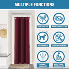 H.VERSAILTEX Christmas Doorway Curtain Blackout Door Curtain Room Divider Window Treatment Curtain for Bedroom Thermal Insulated Privacy Drape Soundproof Grommet, 42 x 80 inches, 1 Panel, Burgundy