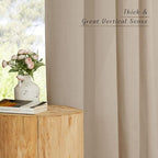 NICETOWN Taupe Linen Doorway Curtains 80 inches Long, Grommet Thick Linen Weave Semi Sheer Window Treatments Privacy Assured with Light Filtering for Bedroom/Side Door, W34 x L80