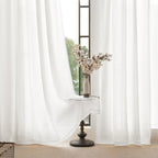 Jolilight White Linen Curtains 72 inch Long 2 Panel Set for Living Room Back Tab Semi Sheer Light Filtering Bedroom Window Curtain 72 inch Length Cotton Textured Modern Elegant Coastal Drapes 60x72