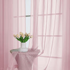 Chyhomenyc Blush Pink Sheer Curtains 96 Inches Long 2 Panels, Light Filtering Blush Pink Curtains for Living Room, Soft Gentle Voile Rod Pocket Bedroom Window Drapes, 59Wx96L Inch, 2PCS