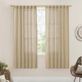 LAMIT Brown Linen Boho Curtains 68 inch Length 2 Panels, 52 x 68 Inch