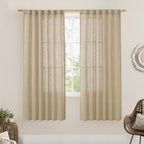 LAMIT Brown Linen Boho Curtains 68 inch Length 2 Panels, 52 x 68 Inch