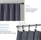 Simplebrand Ava Grey Blackout Curtains for Bedroom 96 Inches Long 2 Panels, Solid Thermal Insulated, Energy Saving Living Room Window Treatment Curtains Blackout Drapes, W40 x L96 Inch, Grey