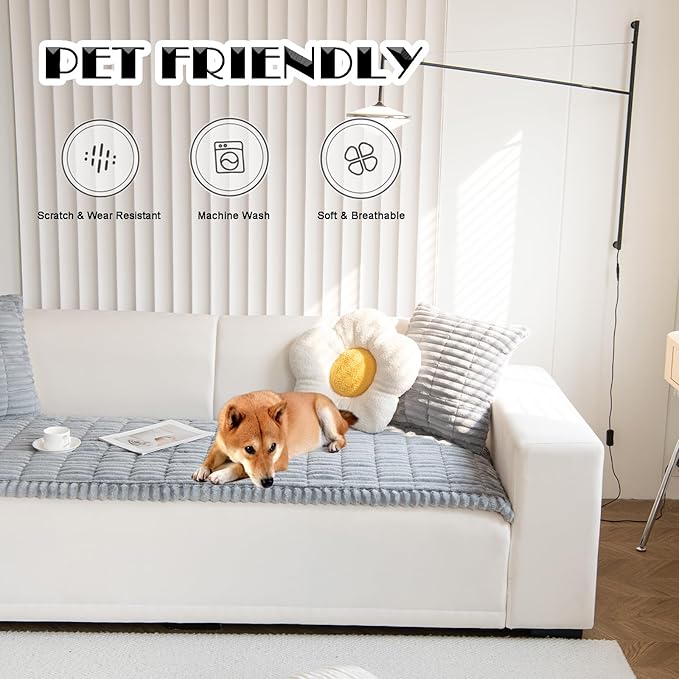 ZQFFB Couch Cover for Dogs Washable Non-Slip Pet Friendly Sofa Protector