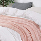 BOURINA Pink Throw Blanket 60x80 Inch Boho Knitted Soft Throw Sofa Blanket