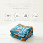 MSGKV Throw Blanket for Couch Cotton Cute Ocean Animals Blanket 50"x60" Sofa Chair Blankets Muslin Spring Breathable All Seasons Lightweight Farmhouse Home Decor