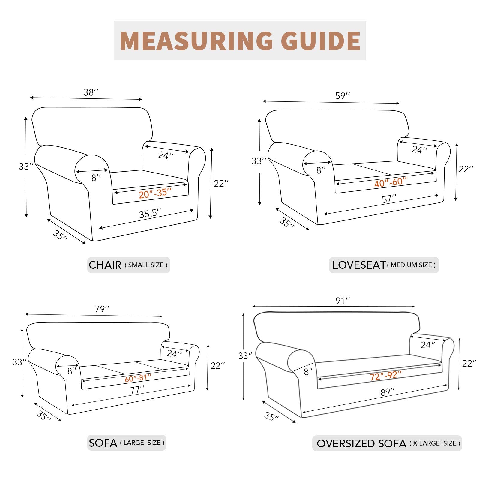 Easy-Going 100% Waterproof Chair Couch Cover, Stretch Jacquard Sofa Cover