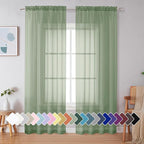 Simplebrand Sage Green Sheer Curtains 90 Inches Long 2 Panels, Light Filtering Rod Pocket Solid Color Window Sheer Curtain Panels, Elegant Curtains & Drapes for Living Room, Bedroom, 42" W x 90" L