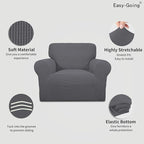 Easy-Going Stretch Chair Sofa Slipcover 1-Piece Couch Sofa Cover Furniture Protector Soft with Elastic Bottom for Kids, Pet. Spandex Jacquard Fabric Small Checks (Chair, Gray)