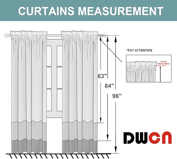 DWCN Wide Blackout Curtains for Bedroom Living Room 70 x 84 Inch Long Grey