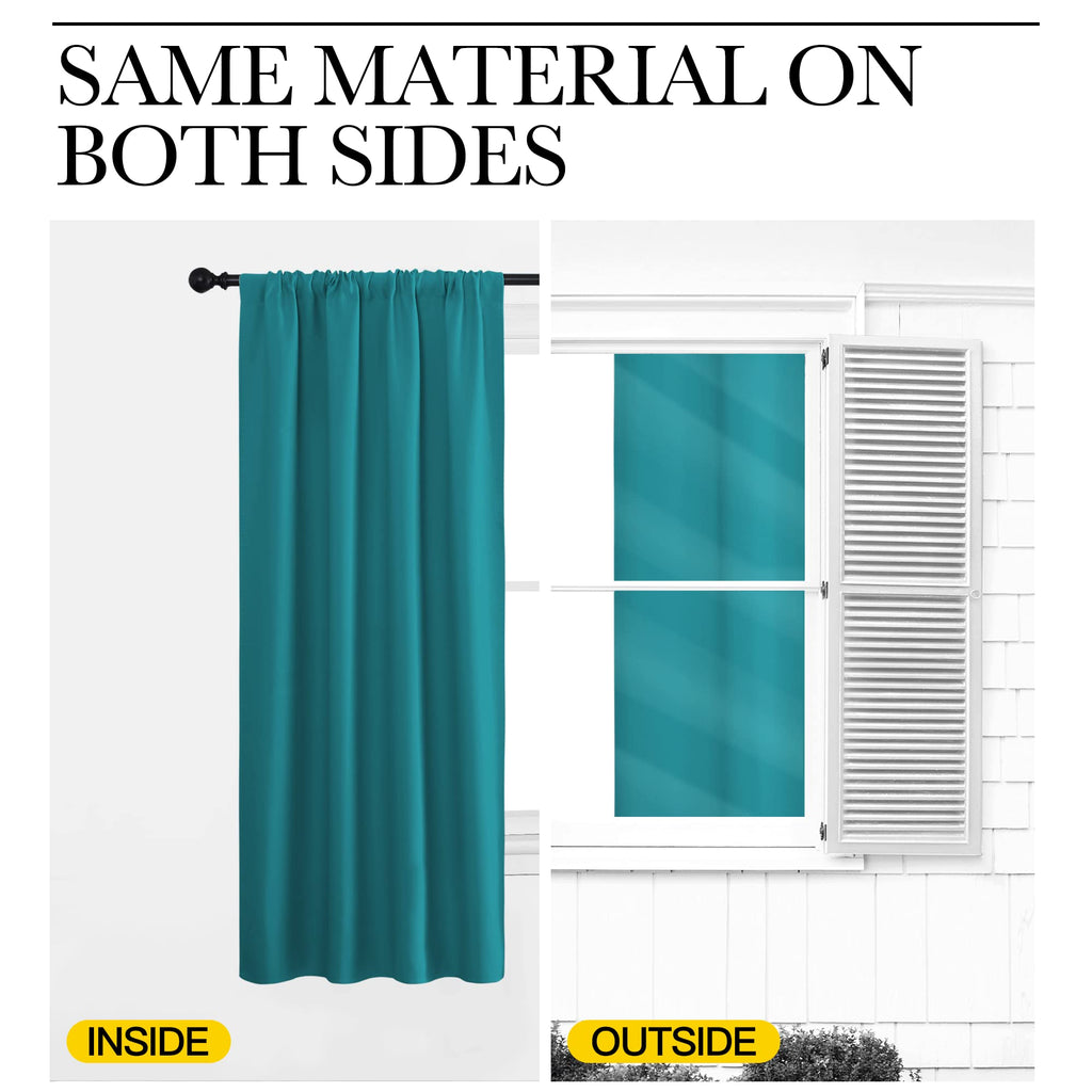 NICETOWN Peacock Blue Blackout Curtains Panels for Window, Thermal Insulated Rod Pocket Blackout Drapes/Draperies for Living Room (2 Panels, W52 x L95 inches)
