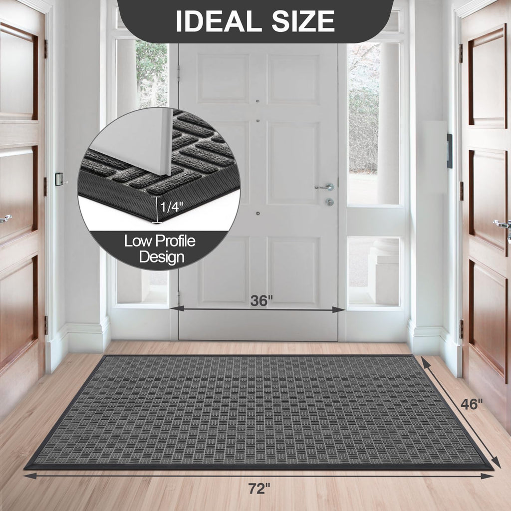 Mibao Front Door Mat Outdoor Entrance, 73" x 46" Heavy Duty Welcome Mat for Outdoor and Indoor, Waterproof Dirt Trapper Doormat, Super Absorbent Indoor Entryway Mat for Patio & Porch - Gray