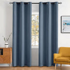 MIULEE 90" Long Blackout Room Darkening Curtains Thermal Insulated Drapes Solid Window Treatment Set Grommet Top Light Blocking Curtain for Living Room/Bedroom 2 Panels Stone Blue