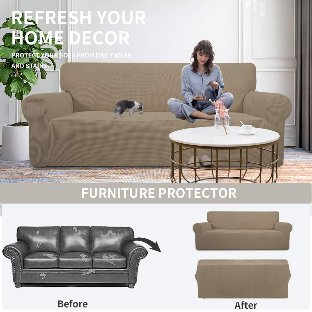Easy-Going Stretch Couch Covers for Sofa Washable Large Natural
