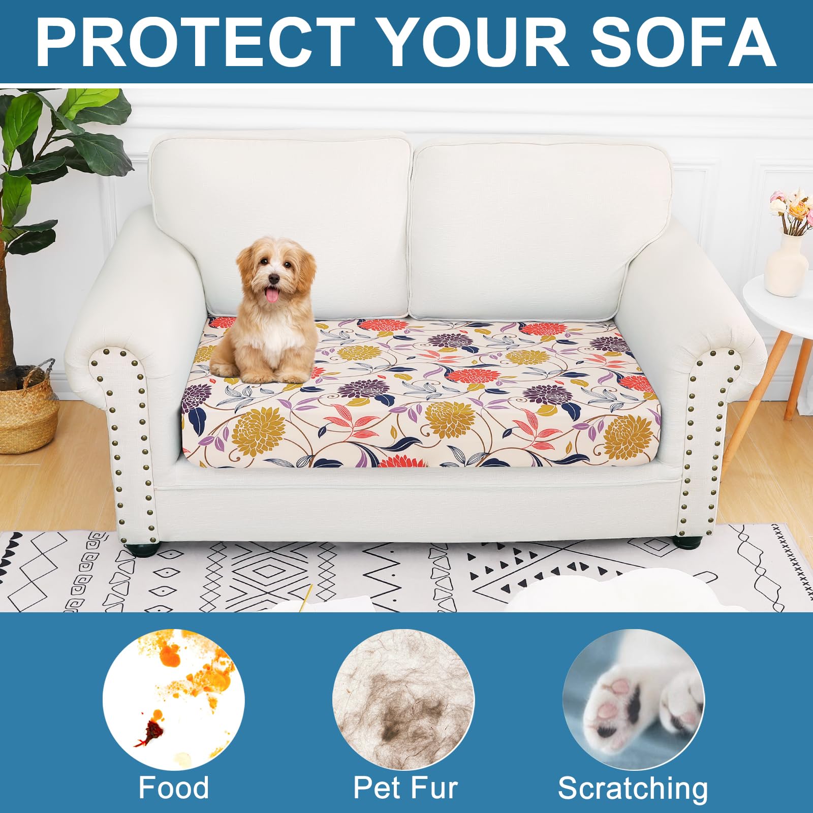 Smiry Printed Couch Cushion Covers, Stretch Couch Covers for Sofa