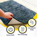 Muddy Mat® | Super Absorbent Door Mat Indoor, Microfiber Quick Dry Chenille Entryway Rug, Non-Slip Front Door Mat, Indoor Mats for Entryway, Machine Washable Pet Rug, Atlantic Blue 24"x36"