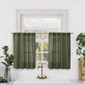 LAMIT Christmas Short Linen Curtains 36 Inch Length for Cafe Window