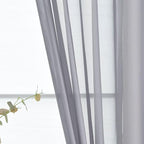 SpaceDresser Basic Rod Pocket Sheer Voile Window Curtain Panels Grey 1 Pair 2 Panels 26 Width 24 Inch Long for Kitchen Bedroom Children Living Room Yard(Grey,26 W x 24 L)