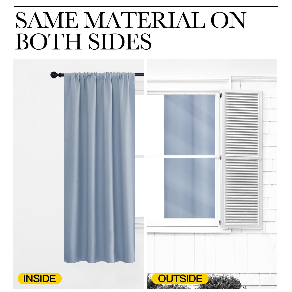 NICETOWN Room Darkening Curtains for Bedroom, Vintage Blue, Set of 2 Panels, 62 x 84 Inch, Triple Weave Home Decoration Thermal Insulated Solid Drapes for Patio Door
