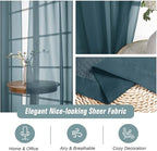 Dusty Blue Sheer Curtains for Window 72 inches Long 2 Panels Set, Soft Airy Modern Light Filtering Sheer Curtains for Living Room Bedroom, Dual Rod Pocket Solid Window Drapes, 2x42Wx72L inches