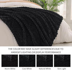 Exclusivo Mezcla Fleece Throw Blanket for Couch, Extra Large Fuzzy Black Bed Blankets, Soft Cozy Plush Sofa Throws for All Seasons, 50x70 Inches