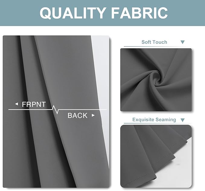 ChrisDowa Blackout Curtains 63 inches Long for Bedroom - 2 Panels Set Grommet Thermal Insulated Room Darkening Curtains for Living Room (Grey, 42 x 63 Inch)