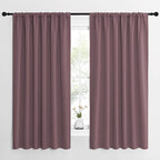 NICETOWN Blackout Curtains for Bedroom, Home Decorations Thermal Insulated Solid Rod Pocket Blackout Drapes for Cafe (Dry Rose, One Pair, 62 x 63-inch)