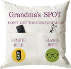 ONFAON Grandma Gifts, Grandma's Spot Throw Pillow Covers 18x18 Inch,Birthday Christmas Thanksgiving Day Gifts for Grandma Mom,2-Pocket