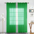 SpaceDresser Sheer Voile Window Treatment Rod Pocket Curtain Panels for Kitchen Bedroom Living Room Drapes Sunlight Filtering Privacy Semi Home Decor Assorted Colors Sizes (Green, 52 W x 84 L)