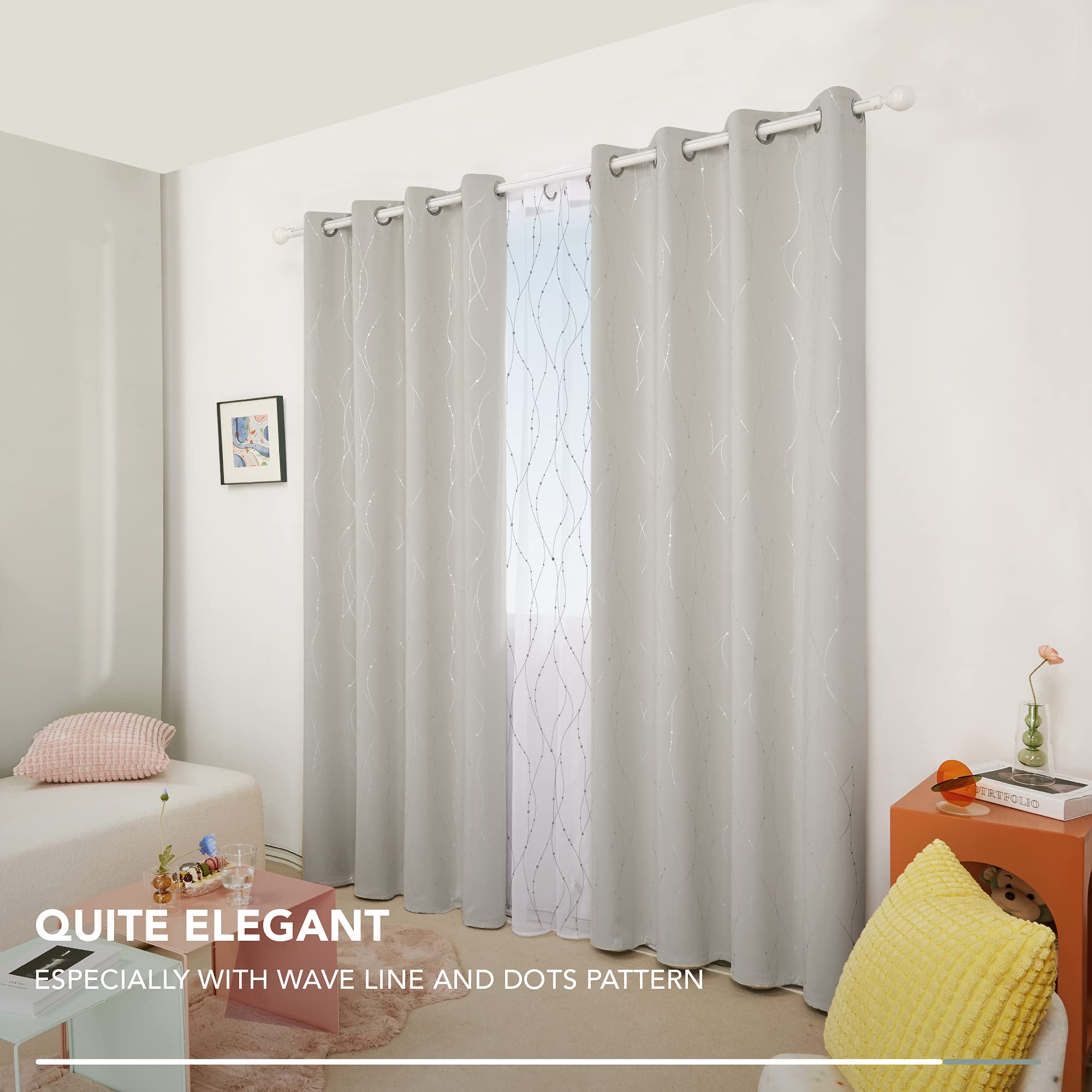 Deconovo Living Room Curtains 108 Inch Long, Blackout Curtains for Bedroom