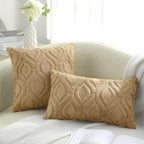 decorUhome Faux Fur Light Brown Khaki Throw Pillow Covers 26x26 Set of 2