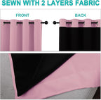 NICETOWN Total Shade Curtains and Draperies, Heavy-Duty Full Light Shading Drapes with Black Liner Backing for Villa/Hall/Dorm Window（Crystal Pink, Package of 2 Panels, 52 inches Wide x 95 inches Long