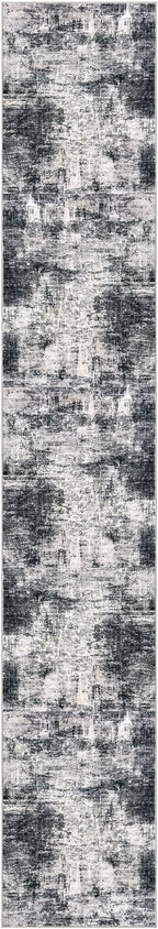 IOHOUZE Abstract Runner Rug 3x16 Ft Long Washable Runners for Hallways, Non Slip Kitchen Runner Printed Faux Wool Entryway Runner Indoor, Modern Abstract Floor Carpet for Hall Stair, Black Grey