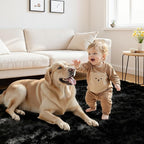 4x6 Area Rugs for Living Room Rug: Soft Fluffy Shag Black Rugs for Bedroom, Non-Slip Large Fuzzy Plush Rug Indoor Floor Carpet for Nursery Kids Boys Girls Room, Dorms, Playroom, Modern Home Decor