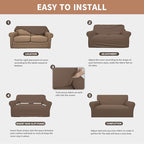 Easy-Going 100% Waterproof Couch Cover, Dual Waterproof Sofa Cover, Stretch Jacquard Sofa Slipcover, Leakproof Furniture Protector for Kids, Pets, Dog and Cat (Oversized Sofa, Brown)