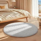 Ophanie White Round Rug 4Ft Circle Area Rug, Aesthetic Room Decor, Fluffy Fuzzy Bedroom Carpet, Plush Soft Shaggy Living Room Rugs for Kids Home Decor, Nursery