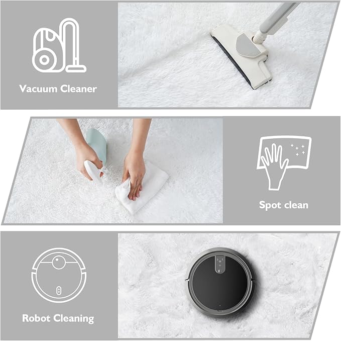 Shag Area Rug for Bedroom 5x8,White Fluffy Area Rugs for Living Room,Soft Fuzzy Rug Non-Shedding Indoor Plush Carpet for Kids Bedroom Nursery Dorm Home Decor