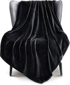 Exclusivo Mezcla Fleece Black Throw Blanket for Couch, Sofa, Super Soft and Warm Blankets, All Season, Cozy, Plush, Lightweight, 50x60 Inches