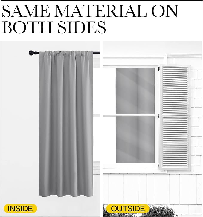 NICETOWN RV Blackout Curtains for Camper Windows, Short Room Darkening Curtains for Kitchen, Home Decoration Thermal Insulated Blackout Drapes for Small Windows (Silver Grey, 2 Panels, W29 x L30)