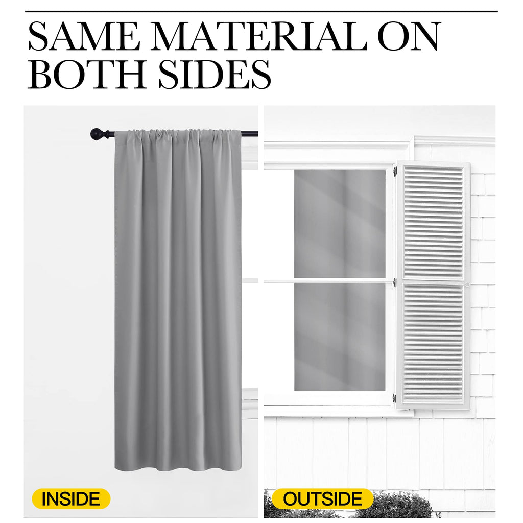 NICETOWN Short Curtains for Small Window - Thermal Insulated Rod Pocket Blackout Drapes/Draperies for Dining Room (2 Panels, W70 x L63 inches, Silver Grey)